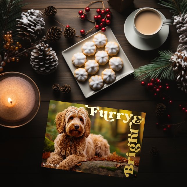 Funny Furry & Bright Dog Pet Christmas Modern  (Funny Furry & Bright Dog Pet Christmas Modern Foil Holiday Card)