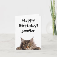 Funny Furry Cat Birthday Folded Greeting Card