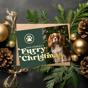 Funny Furry Christmas Dog Pet Modern Paw Photo