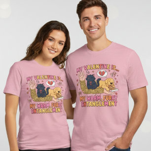Funny Furry Entanglement Dog Cat Valentine Tri-Blend Shirt
