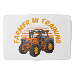 Funny Future Farmer In Training Tractor Farming Bath Mat
