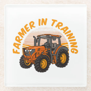 Funny Future Farmer In Training Tractor Farming Glass Coaster
