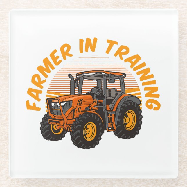Funny Future Farmer In Training Tractor Farming Glass Coaster (Front)