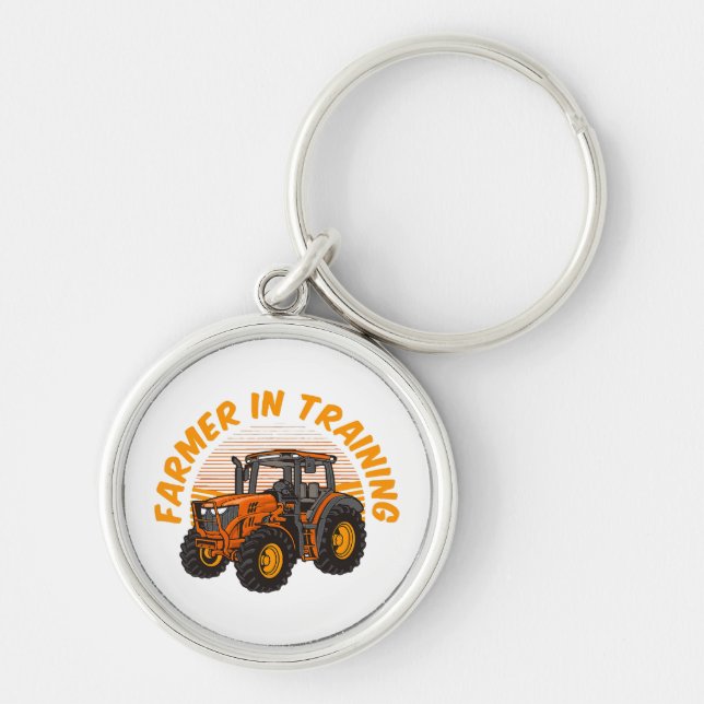 Funny Future Farmer In Training Tractor Farming Key Ring (Front)