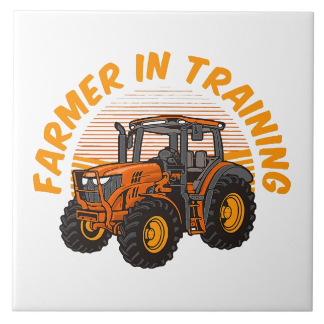 Funny Future Farmer In Training Tractor Farming Tile (Front)