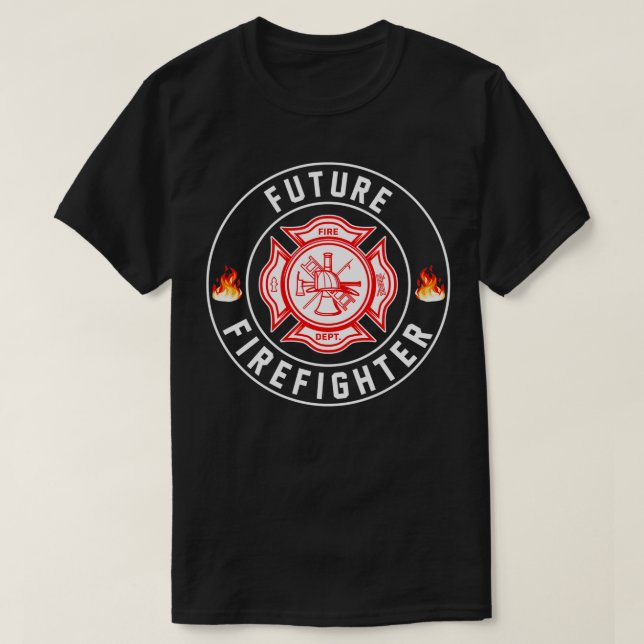 Funny Future Firefighter Fighter Badge Boy Girl Ch T-Shirt (Design Front)