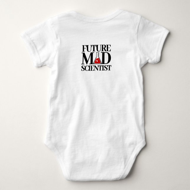 Funny Future Mad Scientist with Chemistry Beaker Baby Bodysuit (Back)