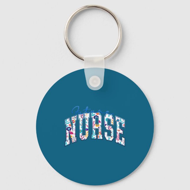 Funny Future Nurse Nursing School Illustration Key Ring (Front)