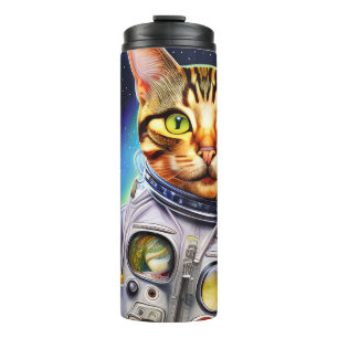 Funny Futuristic Astronaut Cat Thermal Tumbler