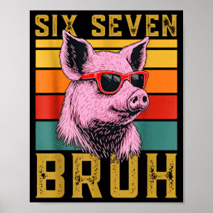 Funny G 67 6 7 Six Seven Meme Animal Retro Design  Poster