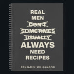 Funny Gag Gift Men Name Black Blank Recipe Notebook<br><div class="desc">Personalised Funny Gag Gift for Men Blank Recipe Notebook in Black and White</div>