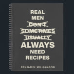 Funny Gag Gift Men Name Black Blank Recipe Notebook<br><div class="desc">Personalised Funny Gag Gift for Men Blank Recipe Notebook in Black and White</div>