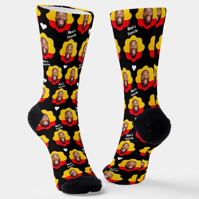 Funny Gag Gift Mum's Favourite Custom Face Photo Socks (Angled)