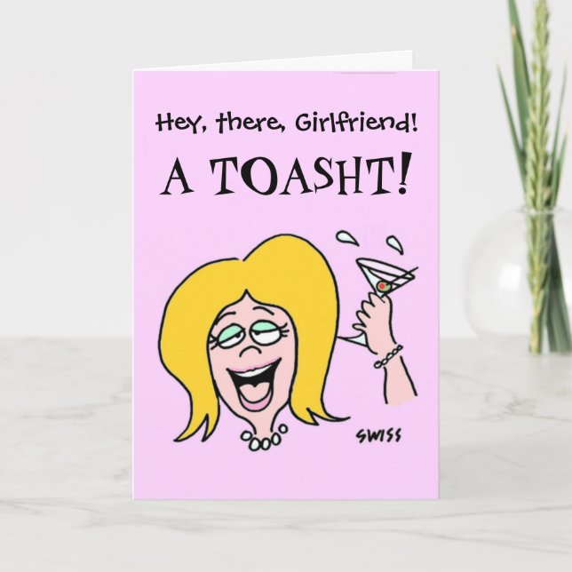 Funny Gal to Gal Cartoon Happy Birthday Card (Front)