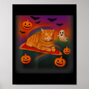 Funny Galaxy Cat In Space Cat Riding Pizza Hallowe Poster
