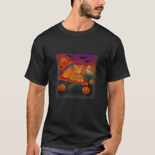 Funny Galaxy Cat in Space Cat Riding Pizza Hallowe T-Shirt