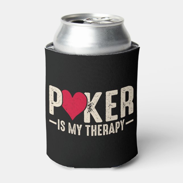 Funny gambling poker therapy word art  can cooler (Can Front)
