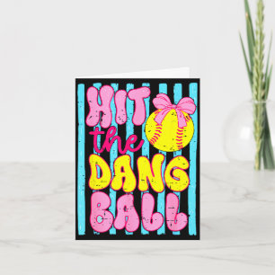 Funny game day softball mum team sport hit the card