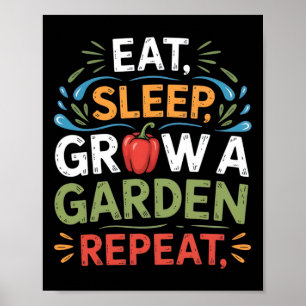 Funny Game Eat Sleep Grow A Garden Repeat Gamer De Poster