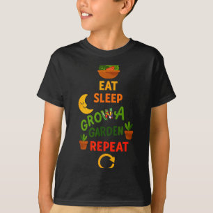 Funny Game Eat Sleep Grow A Garden Repeat Gamer De T-Shirt