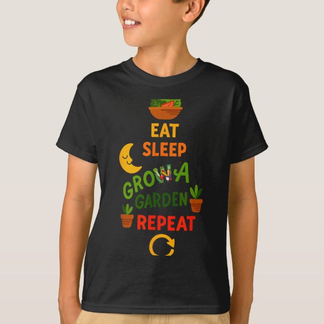 Funny Game Eat Sleep Grow A Garden Repeat Gamer De T-Shirt (Front)