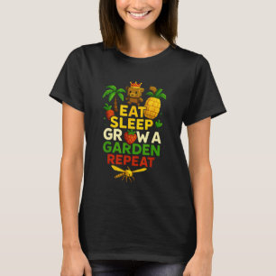 Funny Game Eat Sleep Grow A Garden Repeat Gamer De T-Shirt