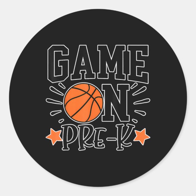 Funny Game On Pre-k Kids Basketball Preschool Spor Classic Round Sticker (Front)
