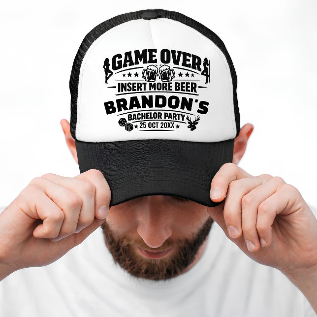 Funny Game Over Bachelor Party Groomsmen Keepsake Trucker Hat (Funny Game Over Bachelor Party Groomsmen Keepsake Trucker Hat)