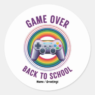 Funny Game Over Controller Teacher KIds Level Up Classic Round Sticker