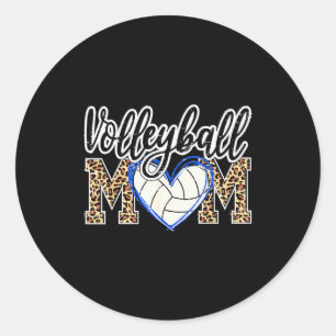 Funny Game Women Volleyball Leopard Ball Mum Mothe Classic Round Sticker