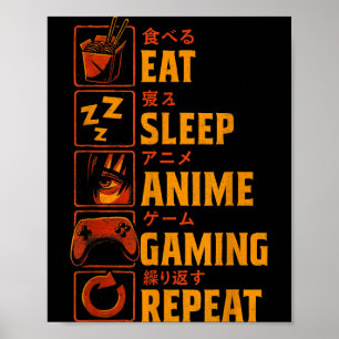 Funny Gamer Anime Graphic Tee Men Boys Teens Video Poster