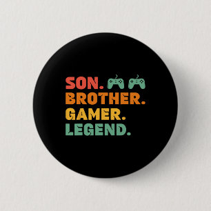 Funny Gamer Brother Son Gaming Player Legend Mens 6 Cm Round Badge