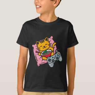 Funny Gamer Cat Ramen Kawaii Gaming Japanese Women T-Shirt