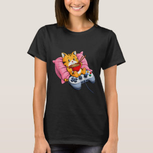 Funny Gamer Cat Ramen Kawaii Gaming Japanese Women T-Shirt
