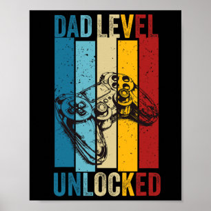 Funny Gamer Dad Level Unlocked New Daddy Father's Poster