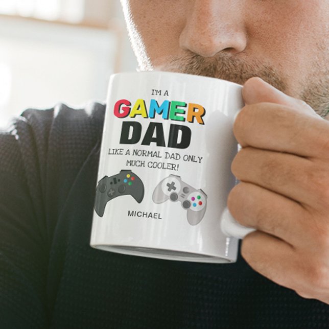 Funny GAMER DAD Personalised | Father's Day Gift Two-Tone Coffee Mug (Creator Uploaded)
