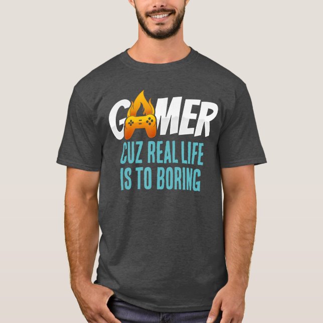 Funny Gamer Definition Controller Flames Gaming En T-Shirt (Front)