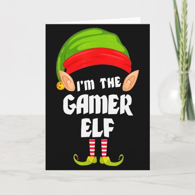 Funny Gamer Elf Matching Family Group Pj Christmas Card (Front)