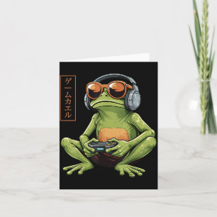 Funny Gamer Frog Art Japanese Vintage Boys Teens M Card