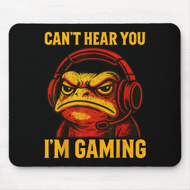 Funny Gamer Frog Men Women Boys Can't Hear You Vid Mouse Pad (Front)