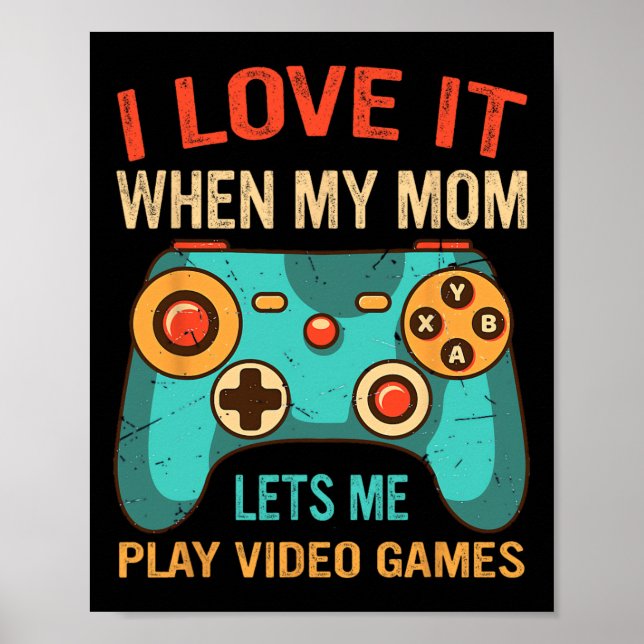 Funny Gamer Gift For Boys Console Video Game Prese Poster (Front)