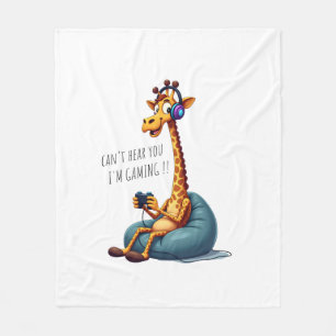 Funny Gamer Giraffe Gaming For Boys Men Video Game Fleece Blanket