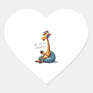 Funny Gamer Giraffe Gaming For Boys Men Video Game Heart Sticker