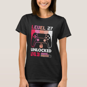 Funny Gamer Girl 27 Year Old 27th Birthday Level 2 T-Shirt