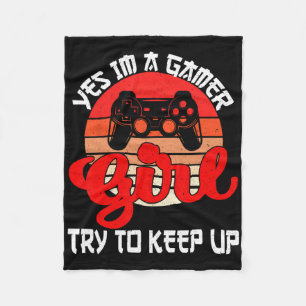 Funny Gamer Girl For Women Girls Kids Gaming Video Fleece Blanket