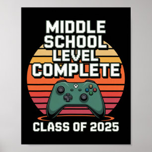 Funny Gamer Graduation Cl Of 2025 Retro Style Kids Poster