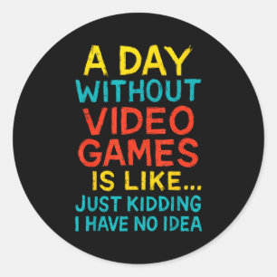 Funny Gamer Graphic Tee Men Boys Teens Video Gamin Classic Round Sticker