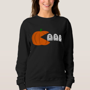 funny gamer halloween pumpkin ghosts retro sweatshirt