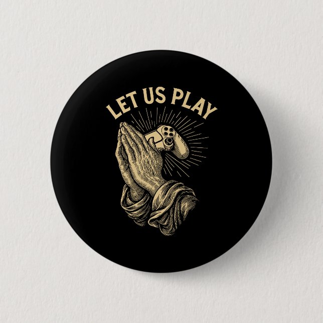 Funny Gamer Prayer Pun Video Game Controller Retro 6 Cm Round Badge (Front)