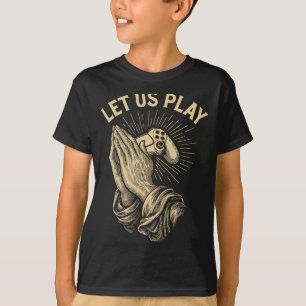 Funny Gamer Prayer Pun Video Game Controller Retro T-Shirt